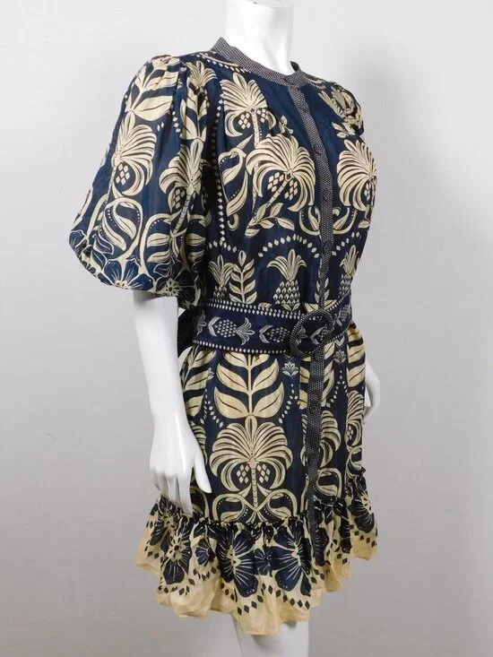 FARM RIO Ainika Tropical Splendor Blue Mini Dress L (32926) - Picture 2 of 6